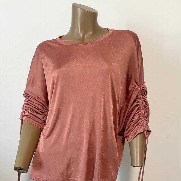 Express large ruched adjustable tie sleeve blouse top TB2 2189 - Picture 10 of 11